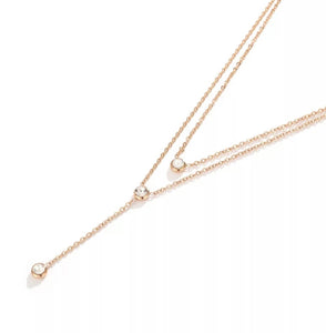 Multilayered Rose gold , necklace with Zircons