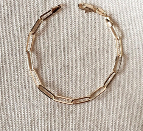 18k Gold Filled Classic Paperclip Bracelet