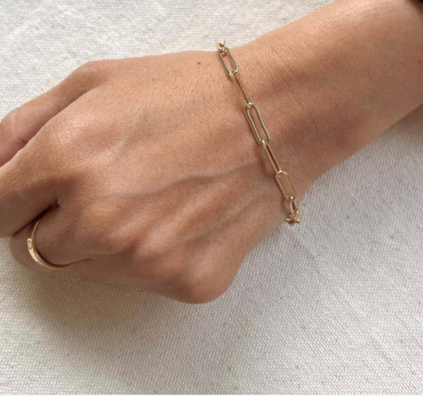 18k Gold Filled Classic Paperclip Bracelet