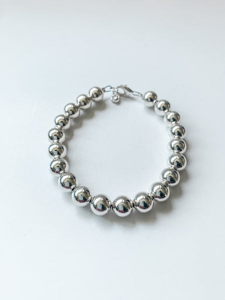 Sterling Silver 8mm Beaded Bracelet