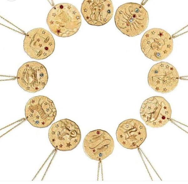 18k Gold Plated Horoscope Signs Constellation Zodiac Cubic Zirconia Necklace