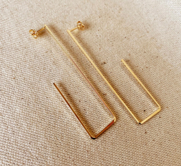 18k Gold Filled Rectangle Shaped Earrings