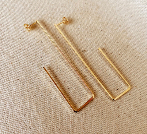 18k Gold Filled Rectangle Shaped Earrings