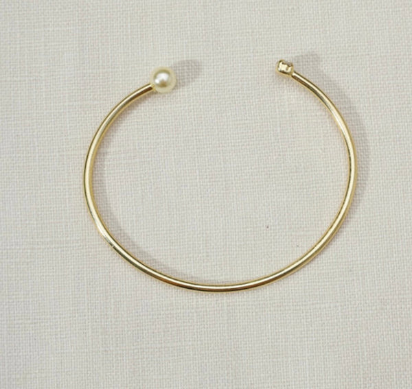 18k Gold Filled Pearl and Crystal Cuff Bracelet